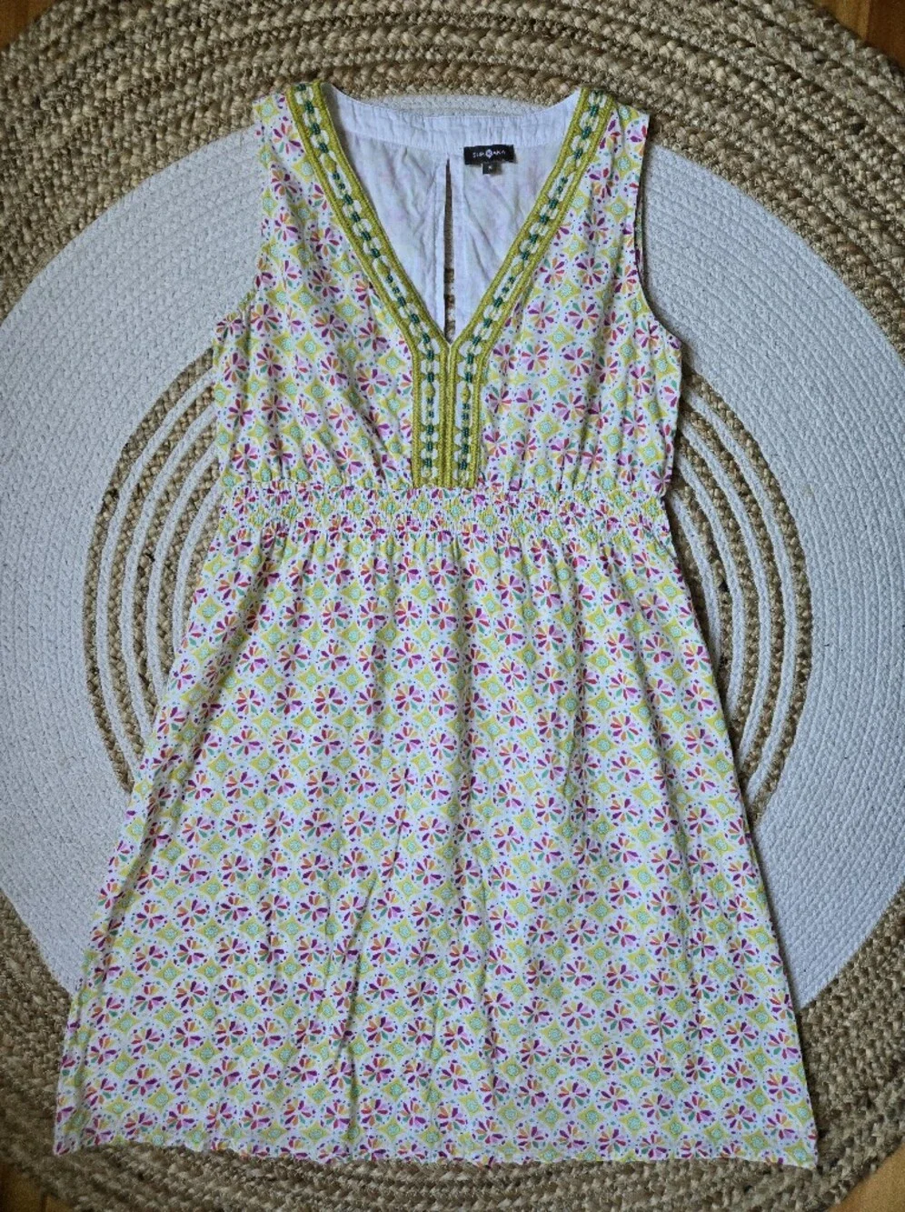 Surkana V-Neck Mini Beaded Dress Boho Festival Indie Vibes Whimsical Summer M - Picture 2 of 16